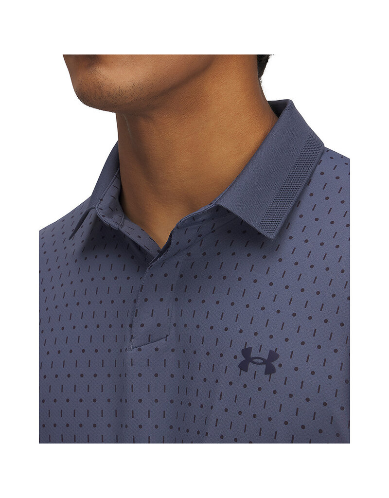 Under Armour UA Drive Chill Printed Polo - Blauw/grijs - Heren Golfpolo