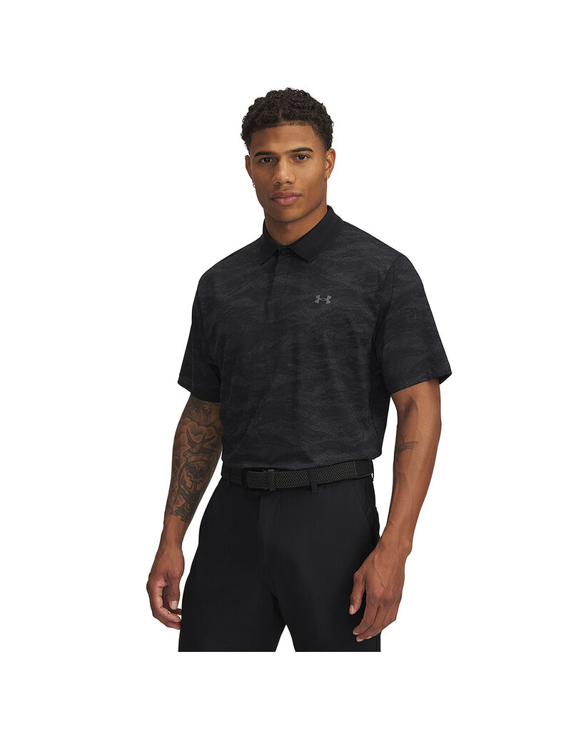 Under Armour UA Drive Chill Printed Polo Zwart - Heren Golfpolo