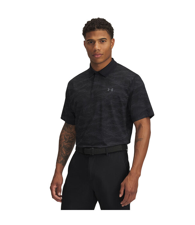 Under Armour UA Drive Chill Printed Polo Zwart - Heren Golfpolo
