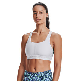 Under Armour UA Crossback Mid Bra-White / Halo Gray