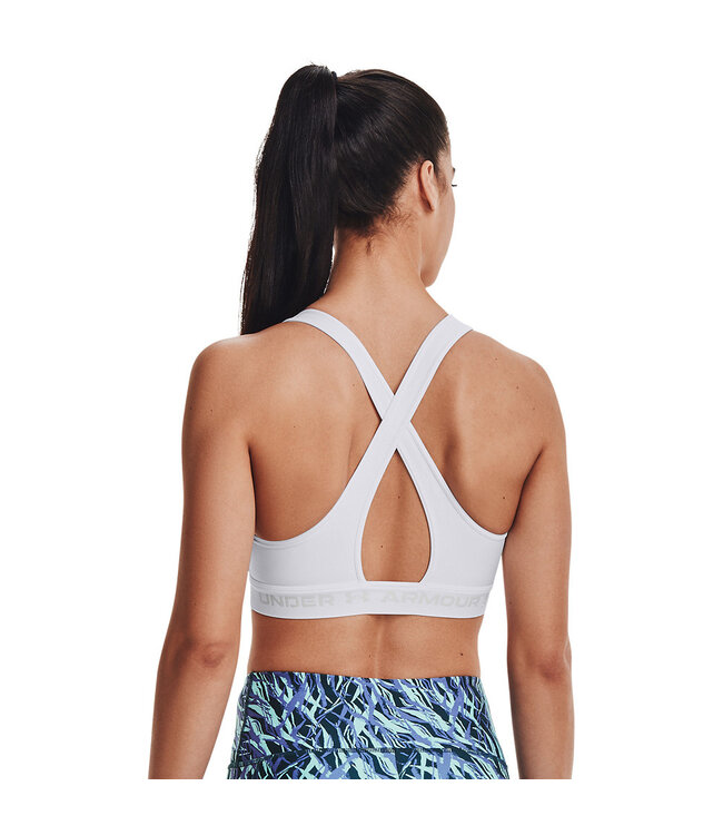 Under Armour UA Crossback Mid Bra-Weiß / Halo Grau