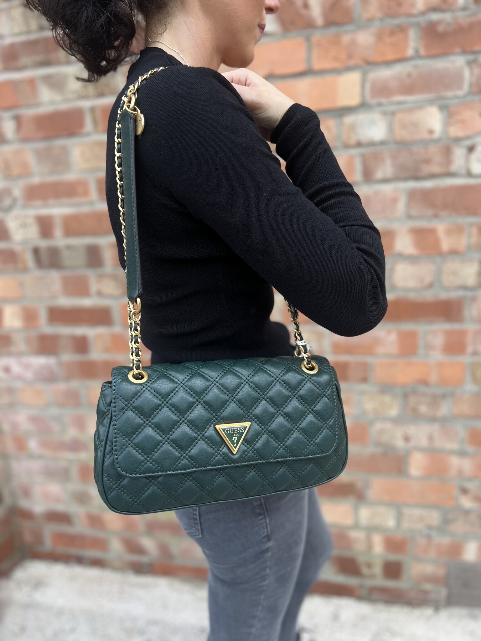 Guess Giully Quilted Convertible Flap Crossbody Bag
