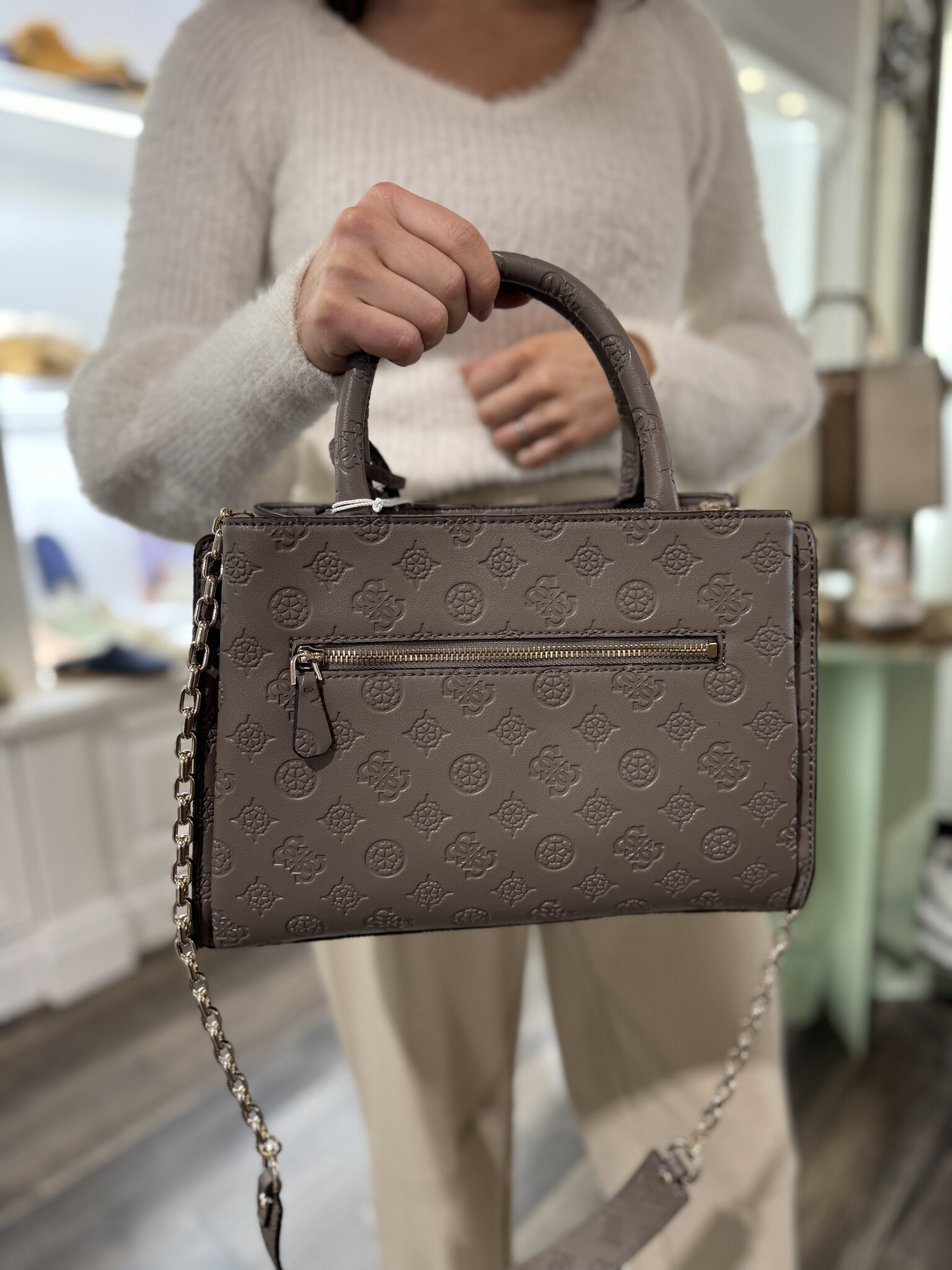 Brown Multi Tyren Girlfriend Satchel Bag - GUESS