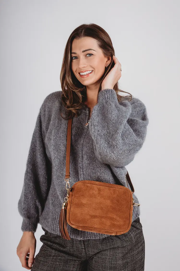 Elie Beaumont Crossbody Bag Suede Tan