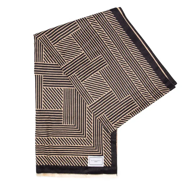 Elie Beaumont Winter Scarf Black/Ivory Mosaic