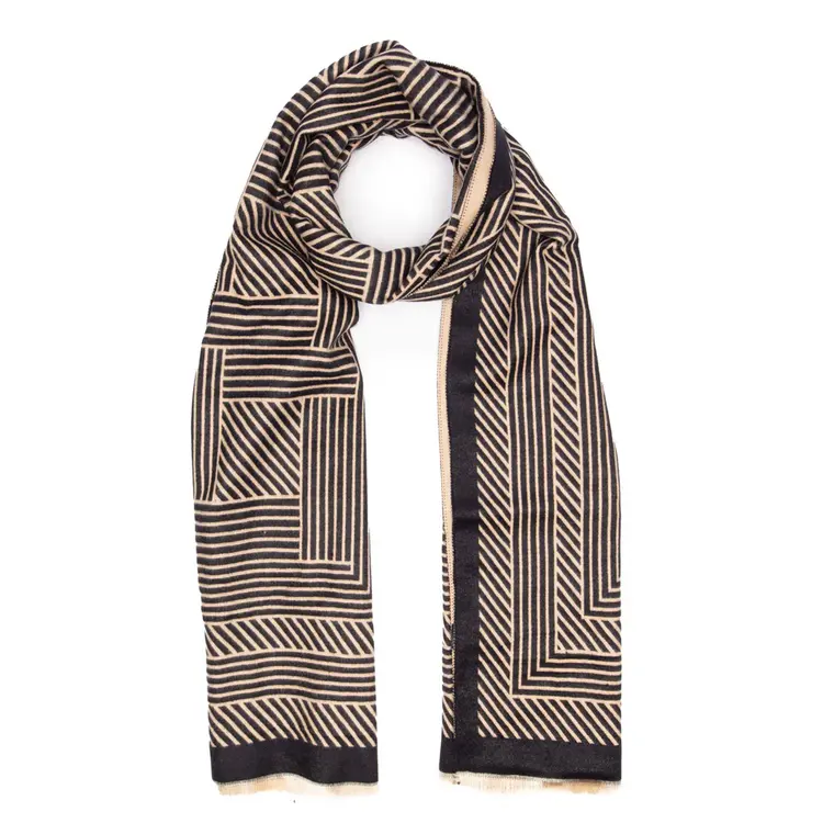 Elie Beaumont Winter Scarf Black/Ivory Mosaic