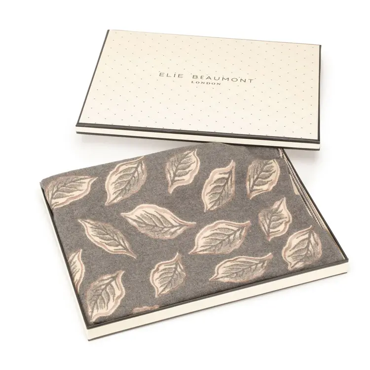 Elie Beaumont Winter Scarf Charcoal Leaves