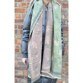 Elie Beaumont Winter Scarf Olive/D.Rose Floral