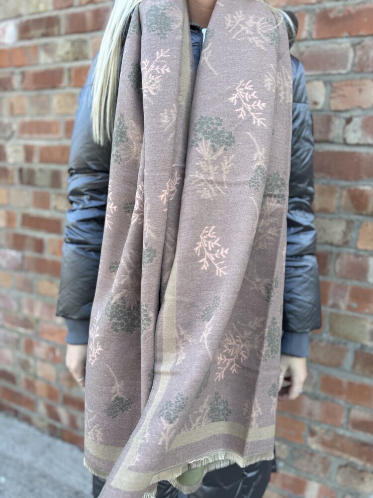 Elie Beaumont Winter Scarf Olive/D.Rose Floral