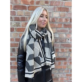 Elie Beaumont Winter Scarf Black/Sand Geometric