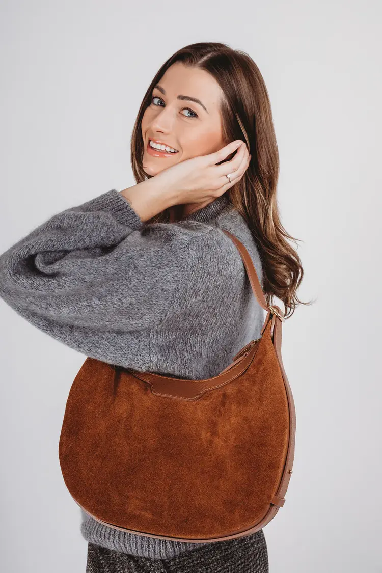 Elie Beaumont Shoulder Handbag Crescent Suede