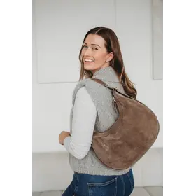 Elie Beaumont Shoulder Handbag Crescent Suede