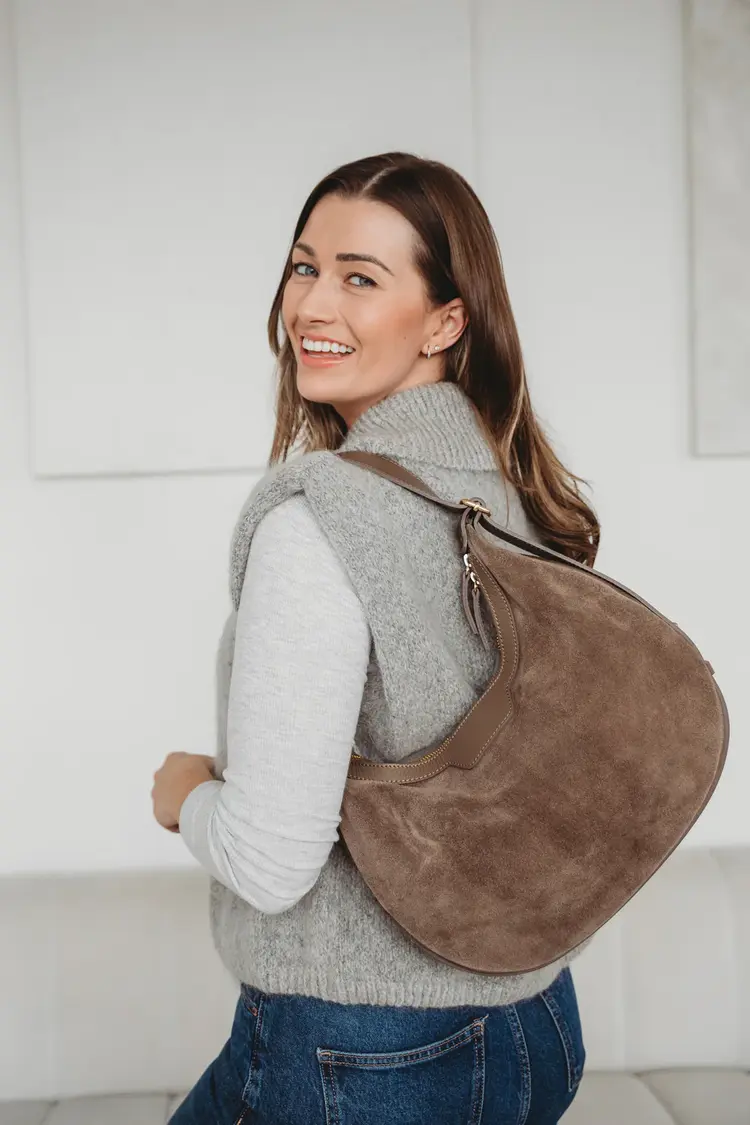 Elie Beaumont Shoulder Handbag Crescent Suede