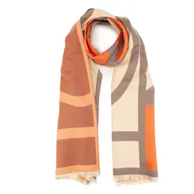 Elie Beaumont Winter Scarf Grey,Cream Art Deco