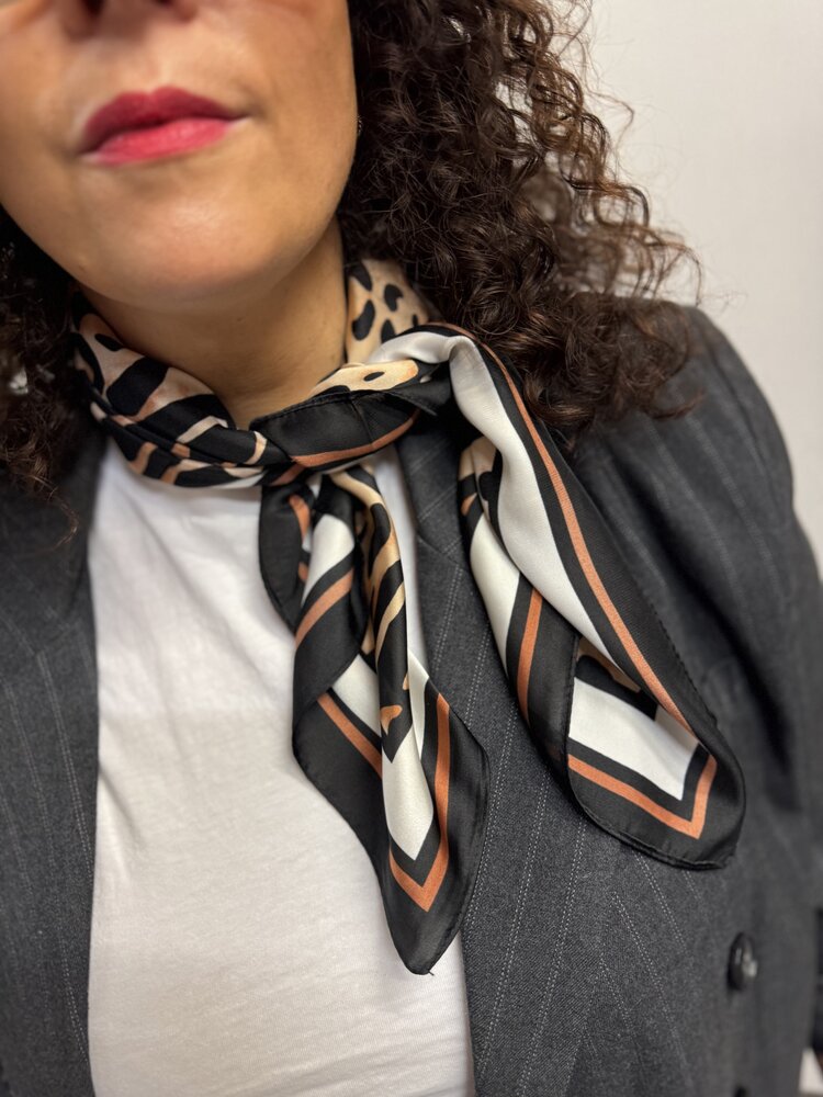 Panache Neck Tie Mini Leopard Border