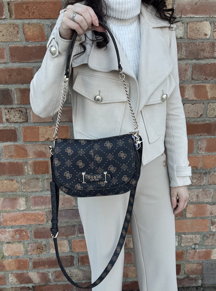 Guess Carrie Logo Flap Shoulder Bag