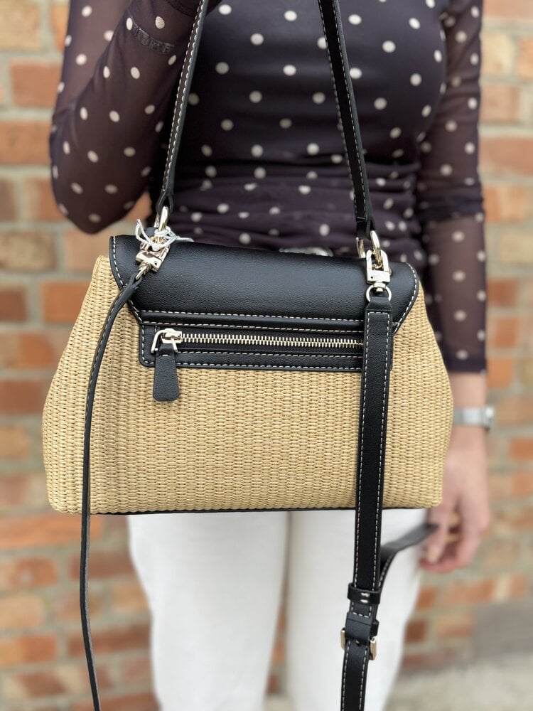 Guess Maggie Straw Flap Shoulder Bag
