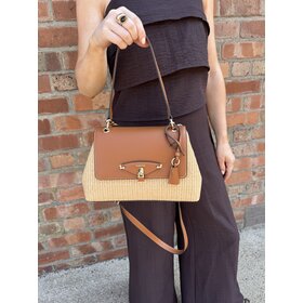 Guess Maggie Straw Flap Shoulder Bag
