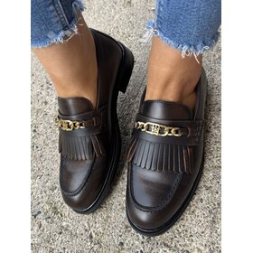 Tommy Hilfiger TH Chain Fringe Leather Loafer