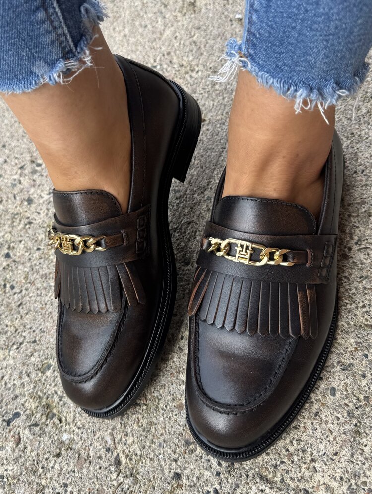 Tommy Hilfiger TH Chain Fringe Leather Loafer