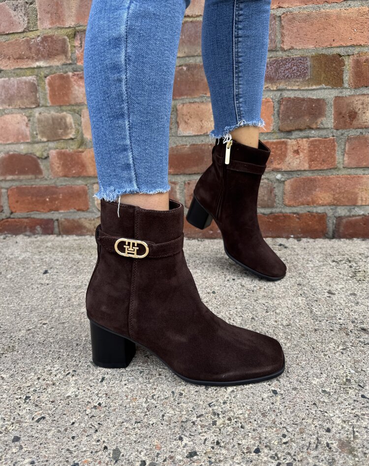 Tommy Hilfiger TH Strap Suede Block Heel Boot