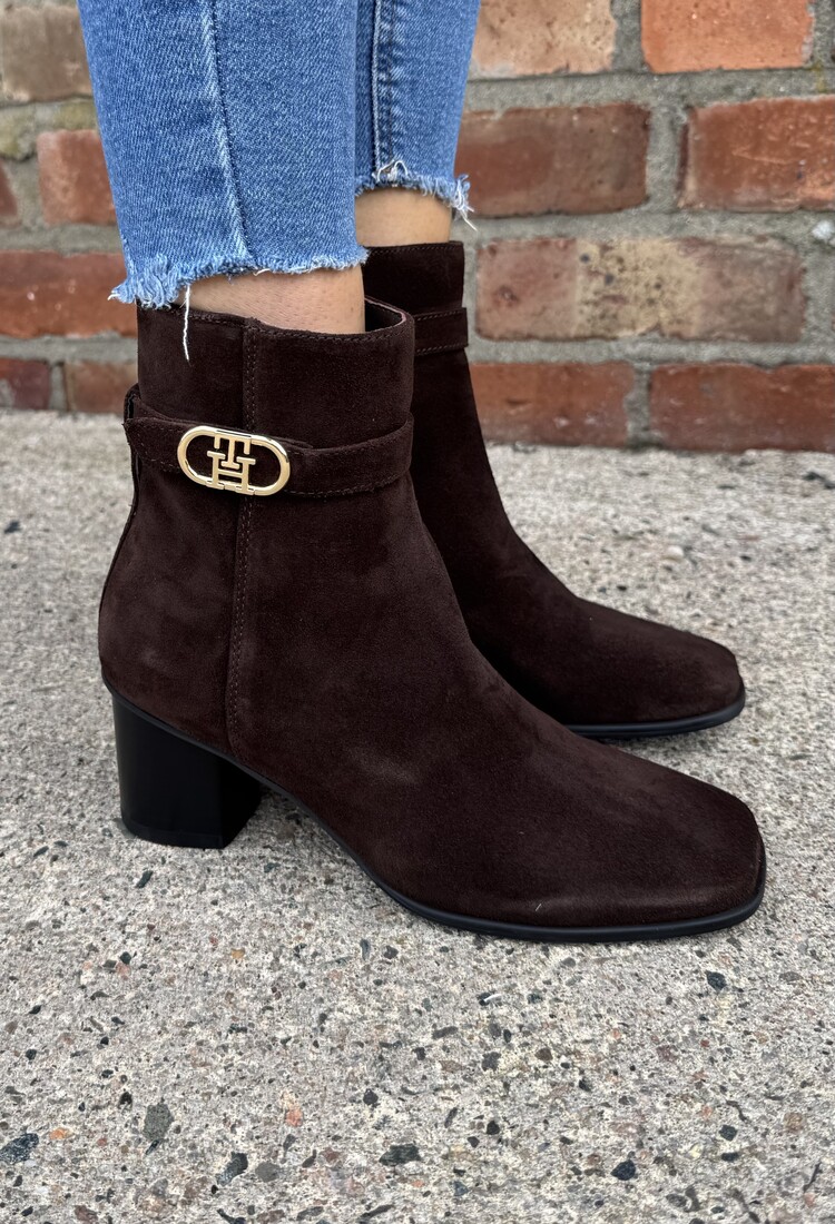 Tommy Hilfiger TH Strap Suede Block Heel Boot