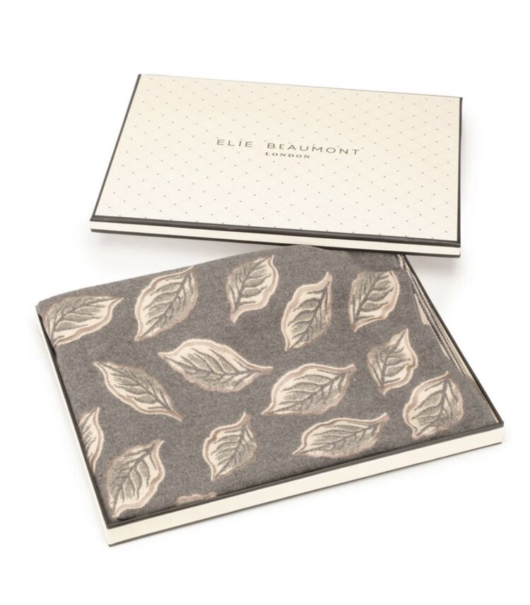 Elie Beaumont Winter Scarf Charcoal Leaves