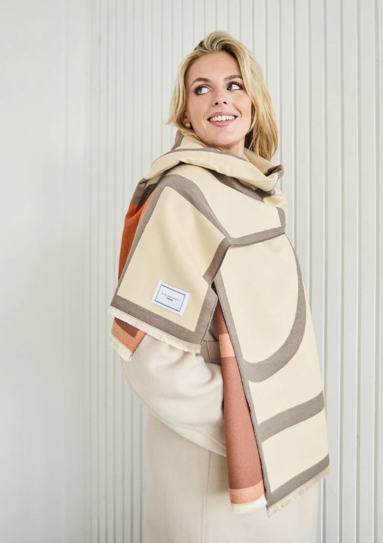 Elie Beaumont Winter Scarf Grey,Cream Art Deco