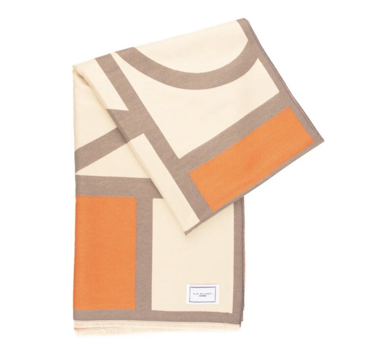 Elie Beaumont Winter Scarf Grey,Cream Art Deco