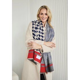 Elie Beaumont Winter Scarf Navy Blue Dog Tooth