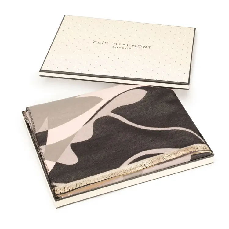 Elie Beaumont Winter Scarf Black,Grey,Pink Impression