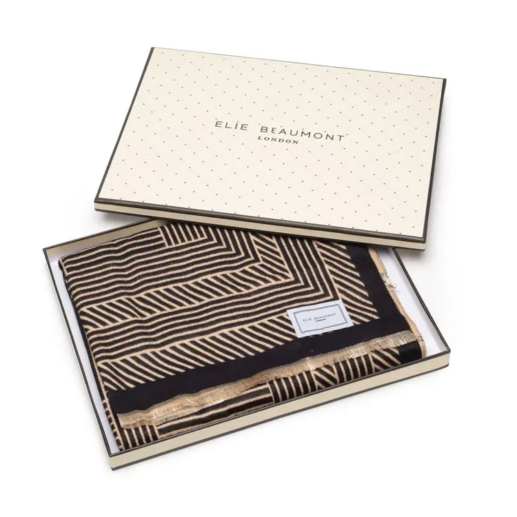 Elie Beaumont Winter Scarf Black/Sand Geometric