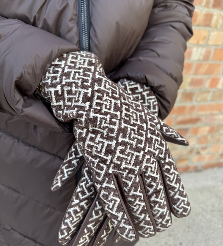 Tommy Hilfiger TH Monogram Jacq Leather Gloves