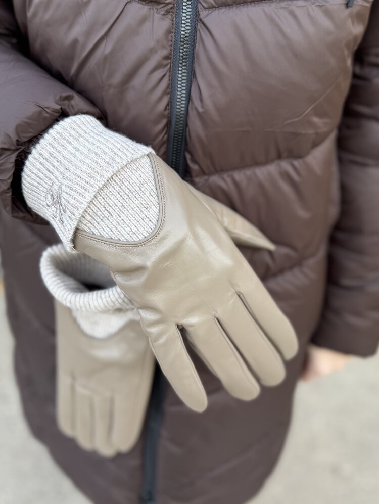 Tommy Hilfiger TH Script Leather Wool Gloves