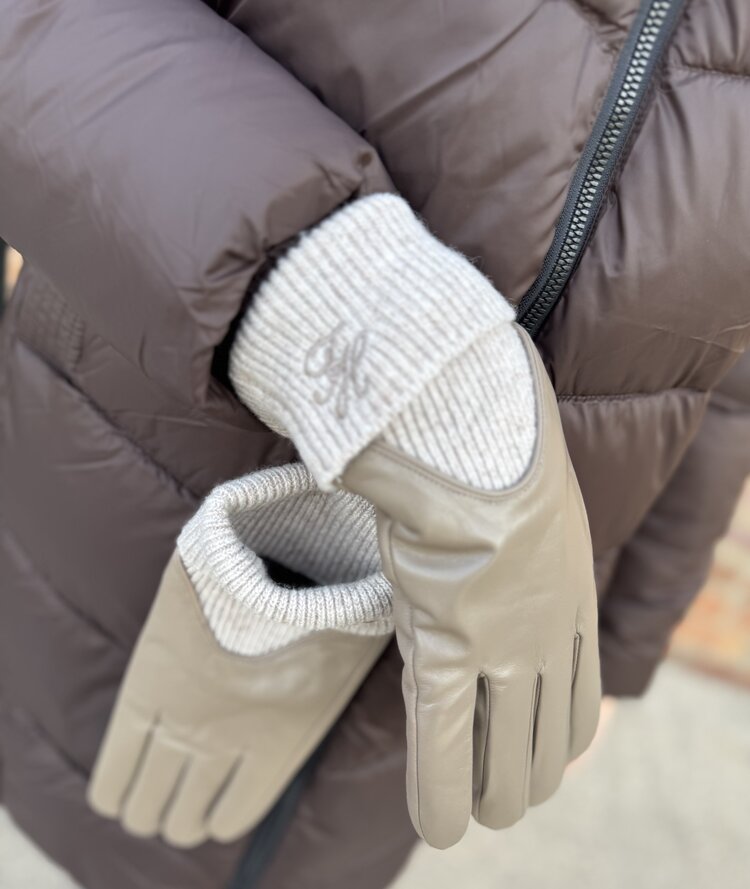 Tommy Hilfiger TH Script Leather Wool Gloves