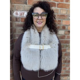 Elie Beaumont Faux Fur Scarf w/Belt