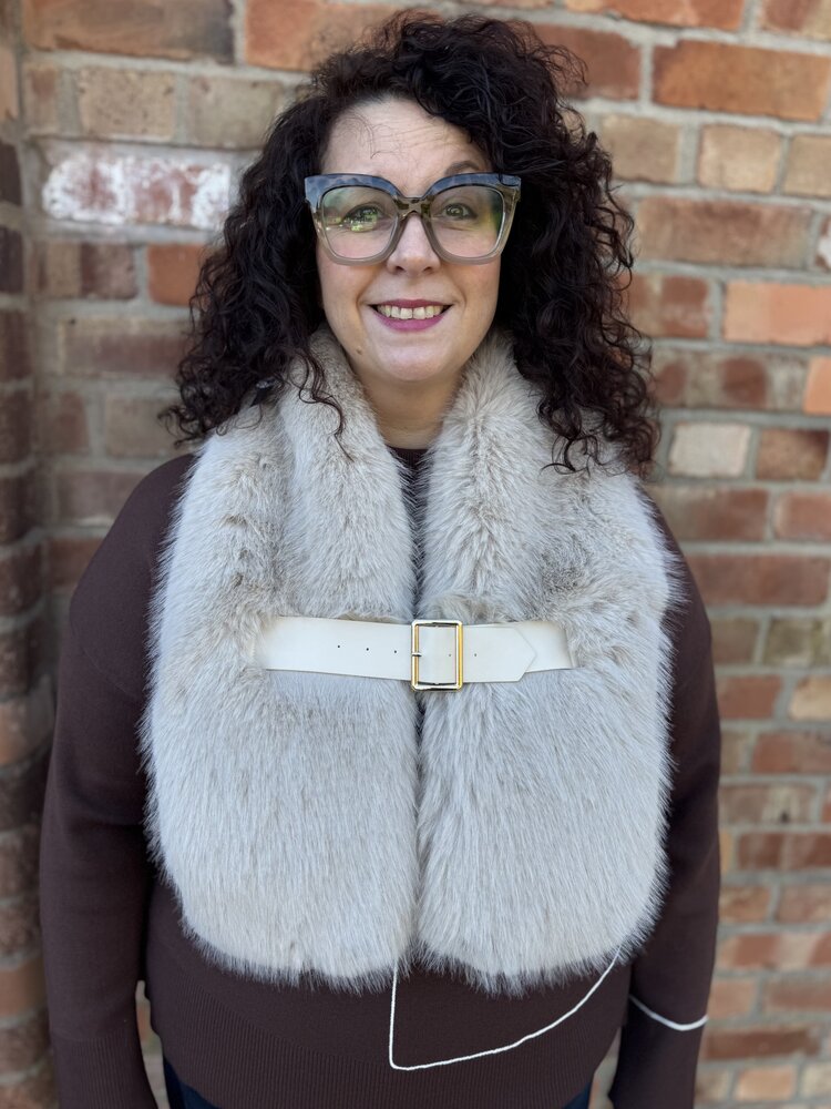 Elie Beaumont Faux Fur Scarf w/Belt