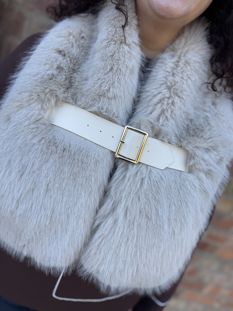 Elie Beaumont Faux Fur Scarf w/Belt