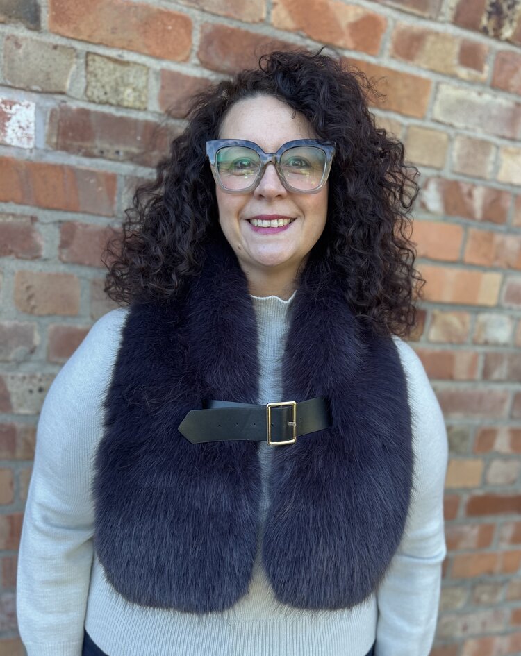Elie Beaumont Faux Fur Scarf w/Belt