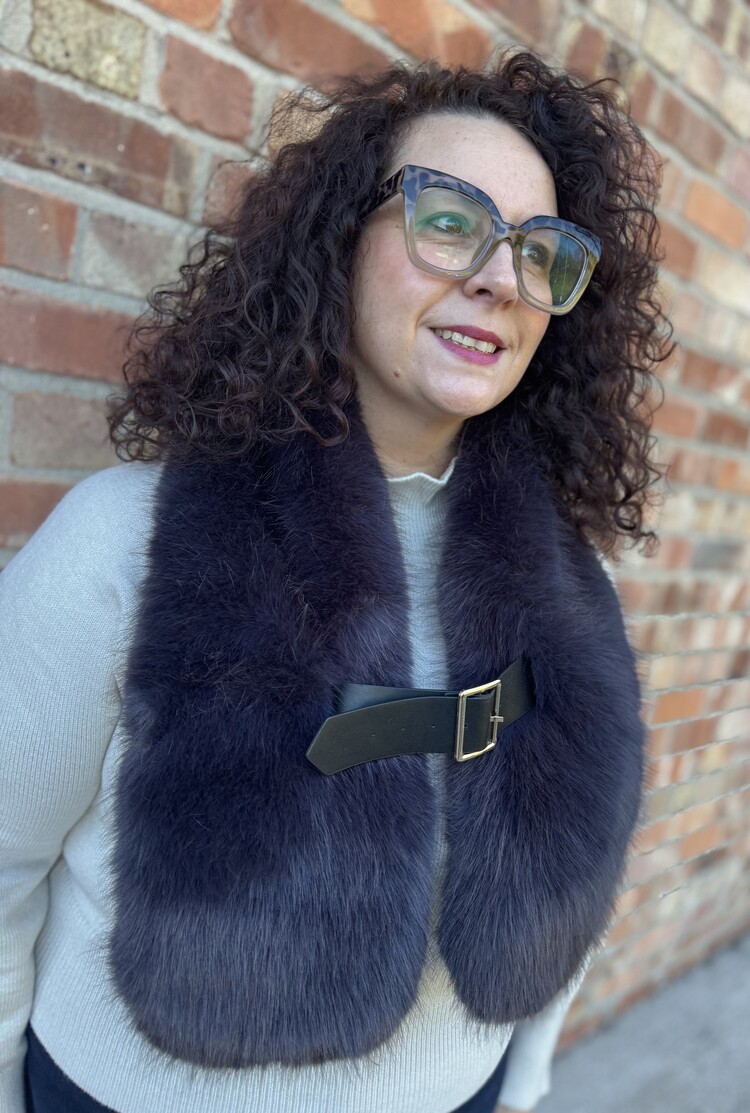 Elie Beaumont Faux Fur Scarf w/Belt
