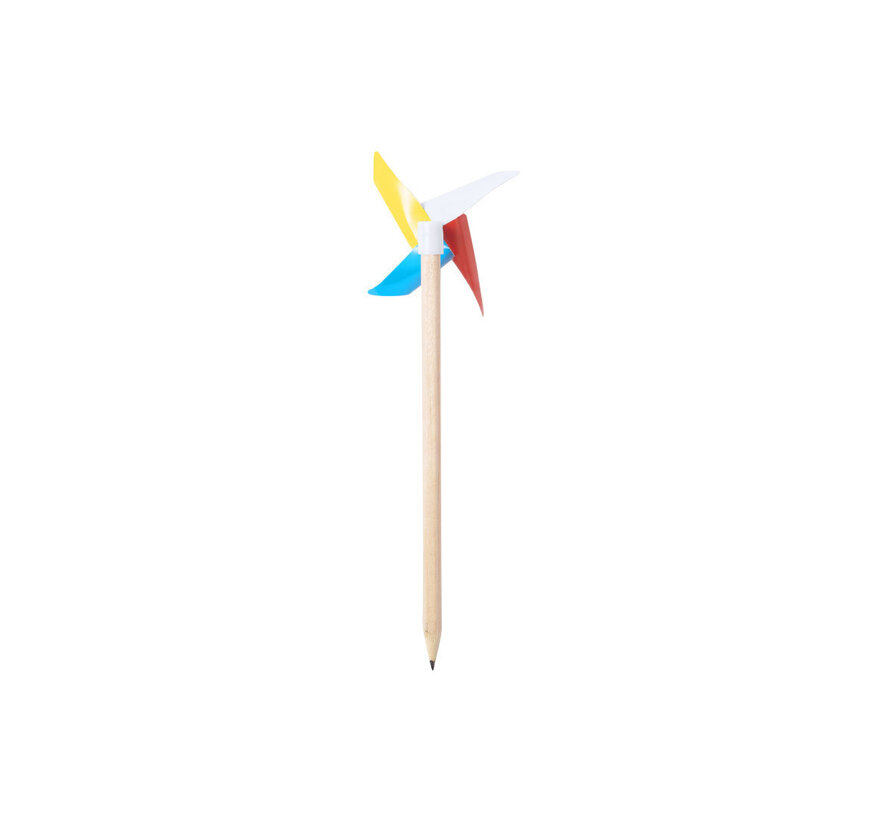 Dit potlood is voorzien van een windmolen