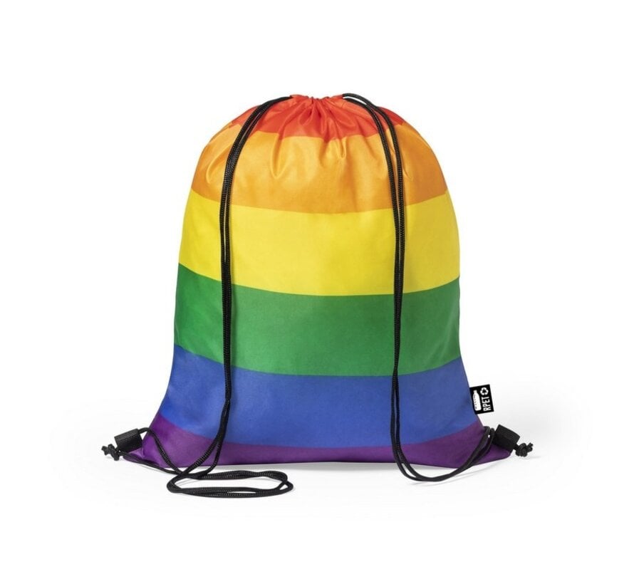 Deze tas is voorzien van een regenboog motief!