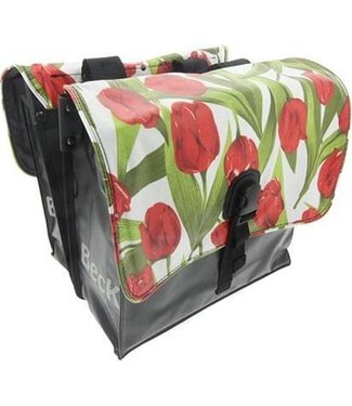 Beck Small Dubbele Fietstas Rode Tulpen 35 Liter