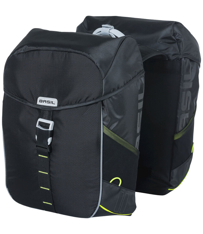 Basil fietstas dubbel Miles black lime 32L