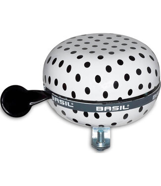Basil Basil bel Ding Dong 80mm Polkadot wit/zwart