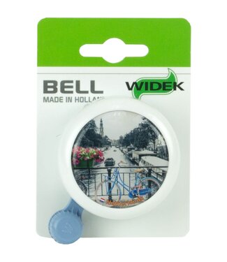 Widek Widek bel met fiets op brug bij gracht op kaart