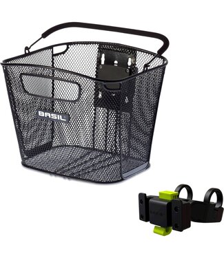 Basil Basil mand Bold front KF + KF stuurbocht houder 26L zwart
