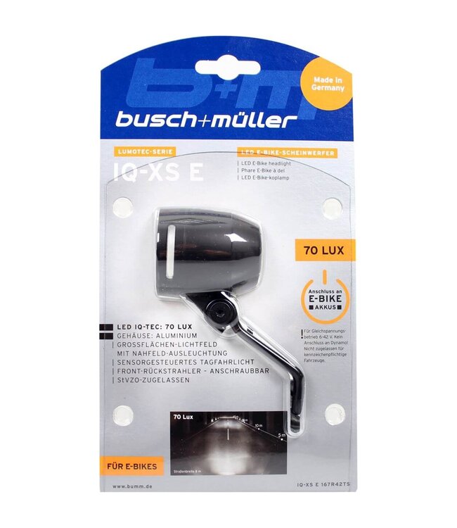 Busch + Müller koplamp Lumotec IQ-XS E-Bike 6-42v 70 lux