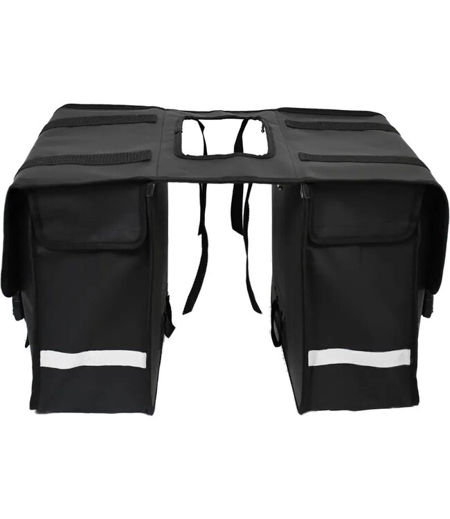 Rieba® Dubbele Fietstas XL - 48 liter - Reflectoren - Zwart - Waterdicht - Zeer Ruim - Elektrische Fiets - Stadsfiets - Universele Bevestiging