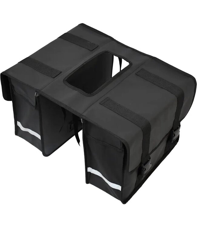 Rieba® Dubbele Fietstas - 42 liter - Reflectoren - Zwart - Waterdicht - Zeer Ruim - Elektrische Fiets - Stadsfiets - Universele Bevestiging